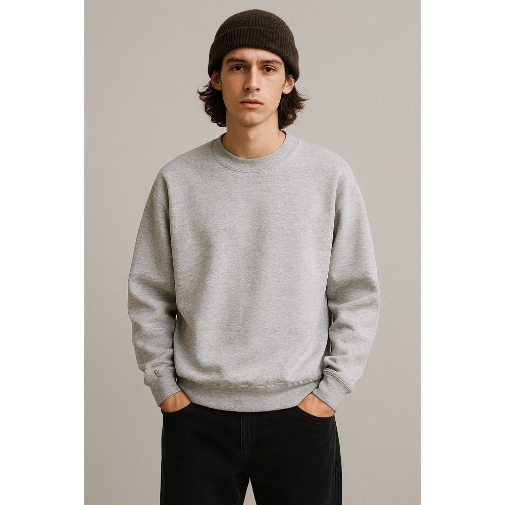 Vintage Jerzees Crew Neck Mens M Gray Blank Pullover Super Sweat USA Made Y2K